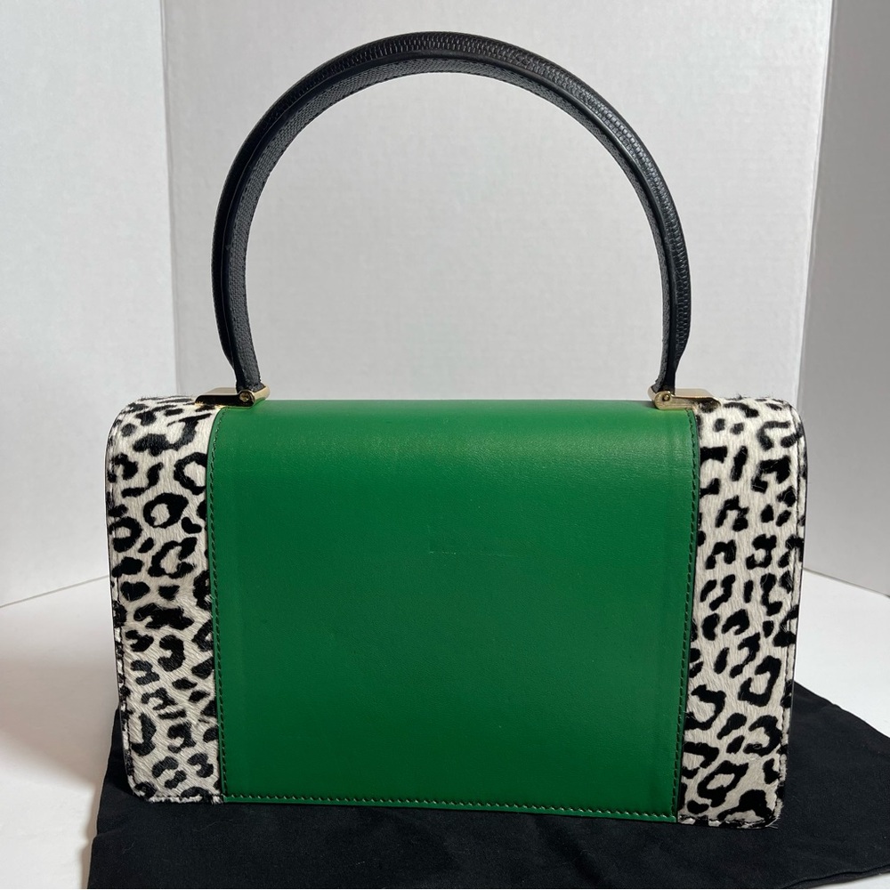 Anine Bing | Green Leather Leopard Printed Handbag - Picture 3 of 8